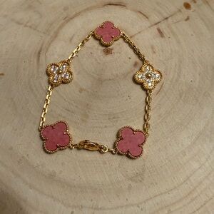 Elegant Pink and Gold Flower Bracelet